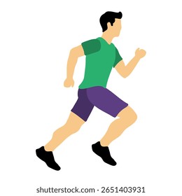 Ilustración del hombre corriendo. Diseño plano