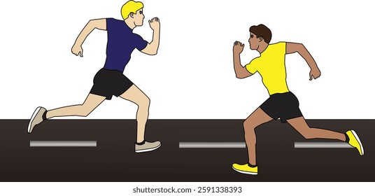  The Illustration of  man running toward each other