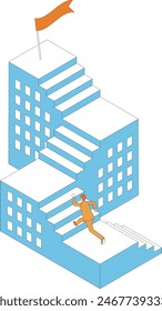 Illustration of a man running towards a goal