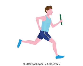 It is an illustration of a man running.This is a relay race.