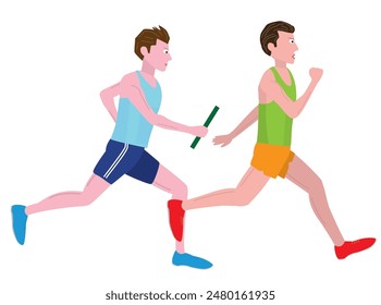 It is an illustration of a man running.This is a relay race.