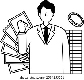 Illustration of a man saving money