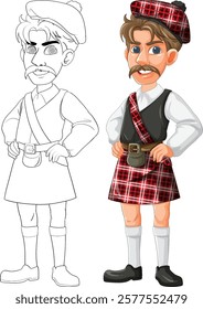 Illustration of a man in Scottish attire