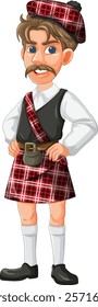 Illustration of a man in a Scottish kilt