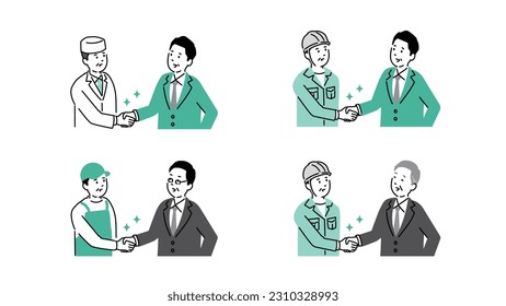 Illustration of a man shaking hands with various professions 2, vector