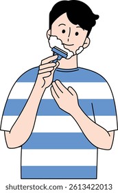 Illustration of a man shaving.