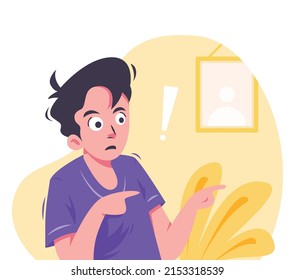 Ilustración de un hombre con una expresión impactante y señalando
