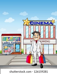 Illustration of a man shopping