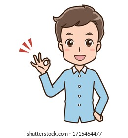 Illustration of a man signing OK