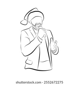 illustration of a man singing, line drawing sketch