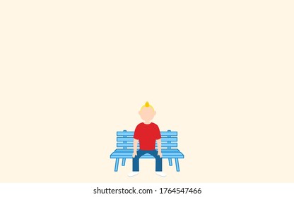 Illustration of a man sitting alone on a two-seater bench
Vector illustration