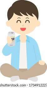 Ilustración de un hombre sentado y bebiendo cerveza.