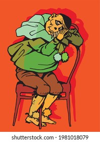 illustration of a man sitting on chair