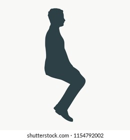 An illustration of man in sitting pose on chair. Side view
