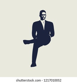 An illustration of man in sitting pose on chair. Web icon with for application