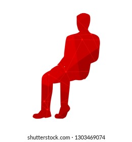 An illustration of man in sitting pose on chair. Textured by lines and dots pattern