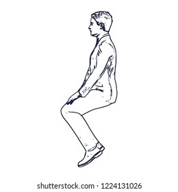 An illustration of man in sitting pose. Web icon for application