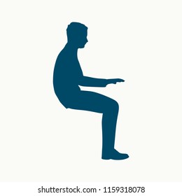 An illustration of man in sitting pose. Man working on laptop
