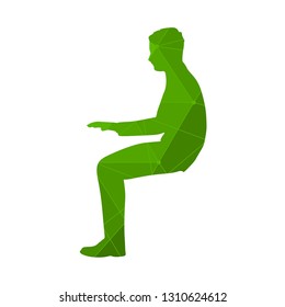 An illustration of man in sitting pose. Man working on laptop. Textured by lines and dots pattern