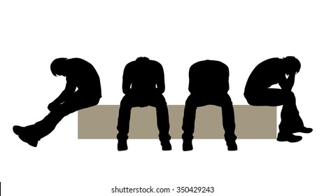 illustration of man sitting silhouette in different poses