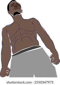 An illustration of a man with six-pack abs, showcasing physical fitness. This image highlights body anatomy and a healthy lifestyle through exercise and training."