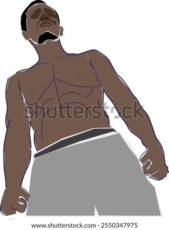 An illustration of a man with six-pack abs, showcasing physical fitness. This image highlights body anatomy and a healthy lifestyle through exercise and training."