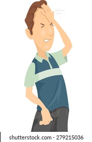 Illustration Of A Man Smacking His Forehead In Frustration