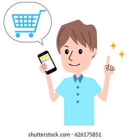 Illustration of a man with a smartphone