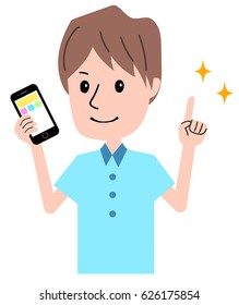 Illustration of a man with a smartphone