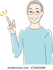 Illustration of a man smiling and pointing his finger