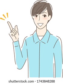Illustration of a man smiling and pointing his finger