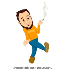 Illustration of a Man smoking looking drunk