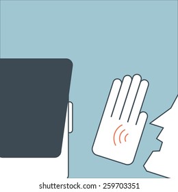 Illustration of man speak to ear to tell something