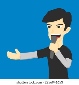 An illustration of a man speaking with microphone