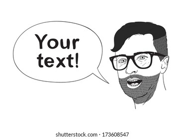 Illustration of man with speech bubble
