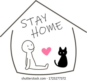 Illustration of a man staying home