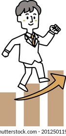 Illustration of a man stepping up