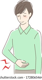 Ilustración de un hombre con dolor de estómago