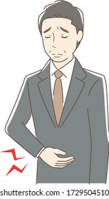 Illustration eines Mannes mit Magenschmerzen