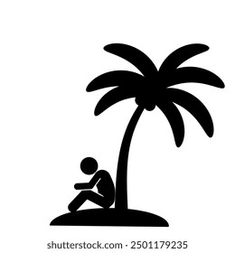 illustration of a man stranded on an island