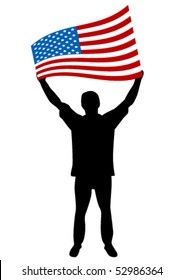 Illustration of a man streaming the USA flag