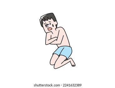 Illustration of a man stripped of his clothes