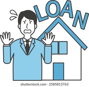 Illustration of a man struggling with a mortgage