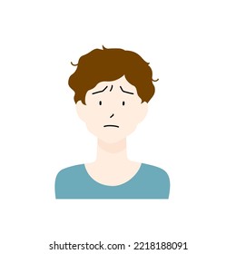 Illustration of a man suffering from frizzy hair (white background, vector, clipping)