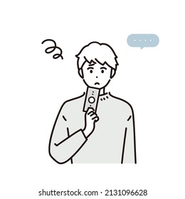 Illustration of man suffering from lack of money. Vector.