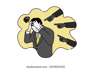 Illustration of a man suffering from scolding, vector