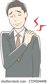 Illustration of a man suffering from stiff shoulder