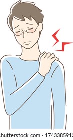 Illustration of a man suffering from stiff shoulder