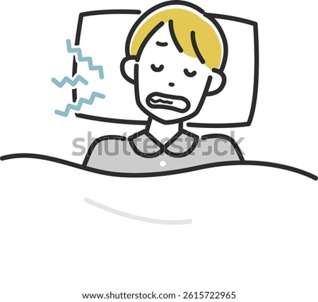 Illustration of a man suffering from teeth grinding during sleep