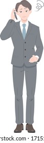 Illustration of a man in a suit being scolded on the phone
